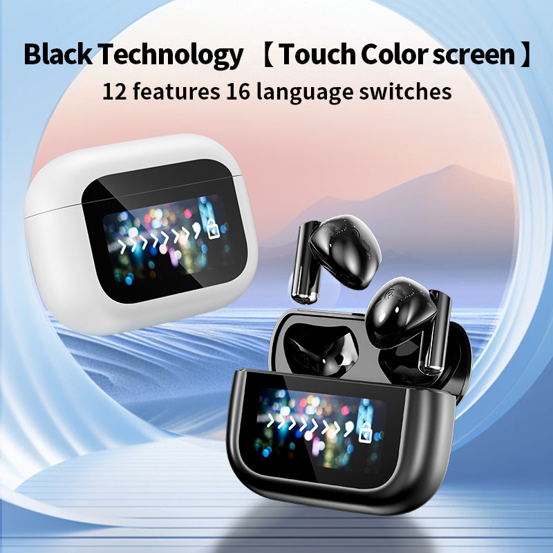 HDEB-TWS004 ENC Wireless Earbuds Bluetooth 5.3 Headphones with LED Touch Screen 50H Playtime Deep Bass Stereo Ear Buds with Mic IPX7 Waterproof in Ear Earphones for Pad Tablet Laptop Android/iOS Phones