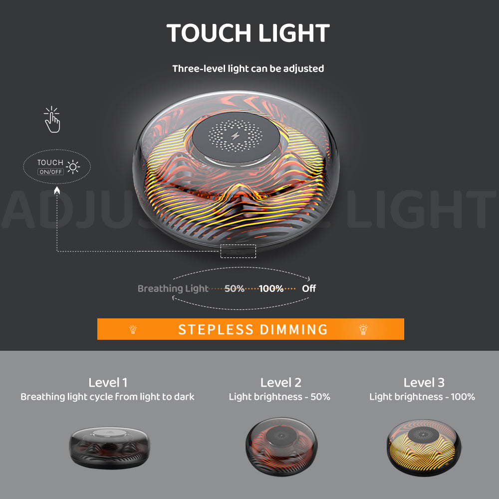 WLC-SL052-SM wireless charger + Flaming Mountain lamp