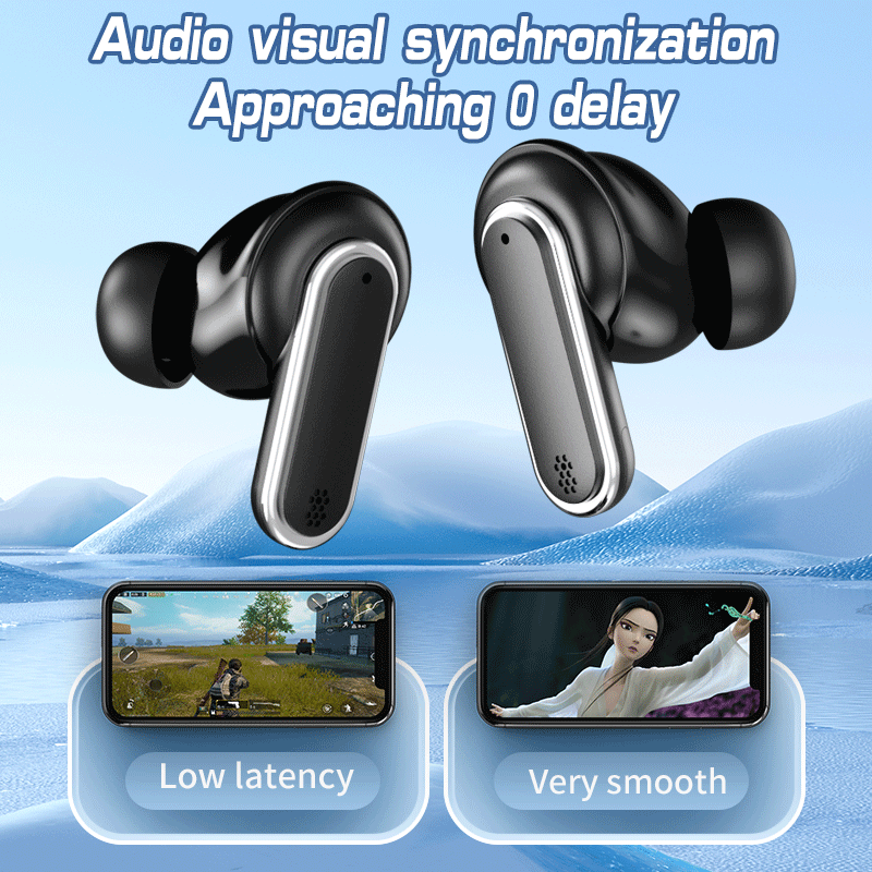 HDEB-TWS002 ANC Noise Cancelling Earbuds with Full-Color LED Display HD In-Ear Headphones with Touchscreen Controls Waterproof Design earbuds