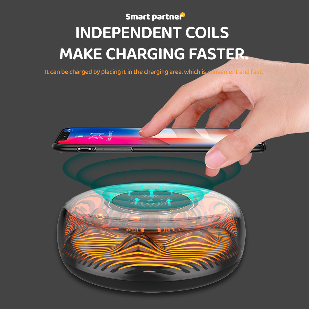 WLC-SL052-SM wireless charger + Flaming Mountain lamp