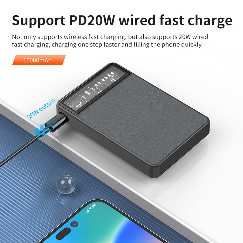 WLC-P032/P-KH PU Leather Portable Magnetic Fast Wireless Power Bank