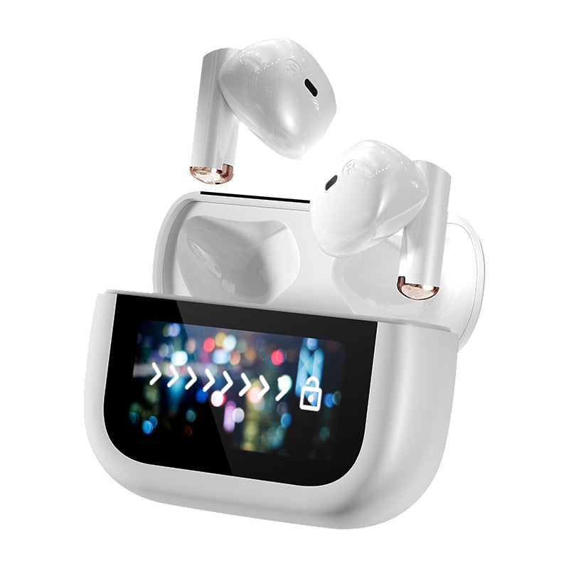 HDEB-TWS004 ENC Wireless Earbuds Bluetooth 5.3 Headphones with LED Touch Screen 50H Playtime Deep Bass Stereo Ear Buds with Mic IPX7 Waterproof in Ear Earphones for Pad Tablet Laptop Android/iOS Phones