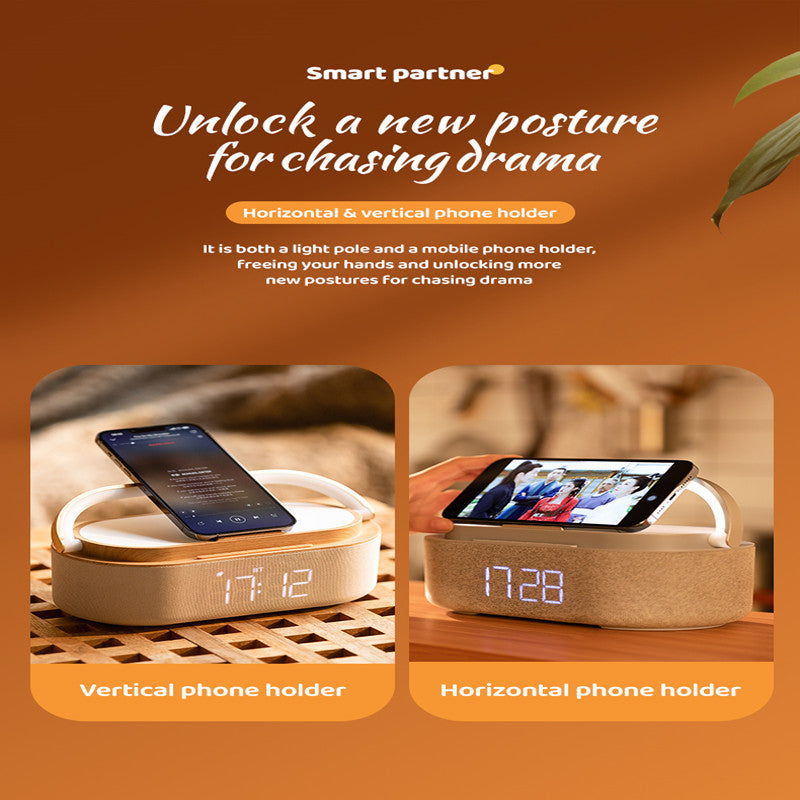 WLC-SL056-SM Bluetooth Speaker + FM + wireless charger + night lights + alarm clock