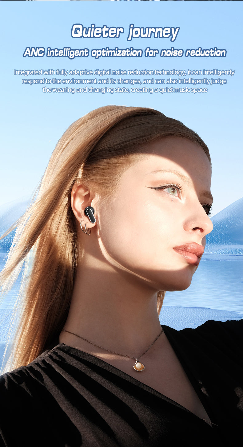 HDEB-TWS002 ANC Noise Cancelling Earbuds with Full-Color LED Display HD In-Ear Headphones with Touchscreen Controls Waterproof Design earbuds