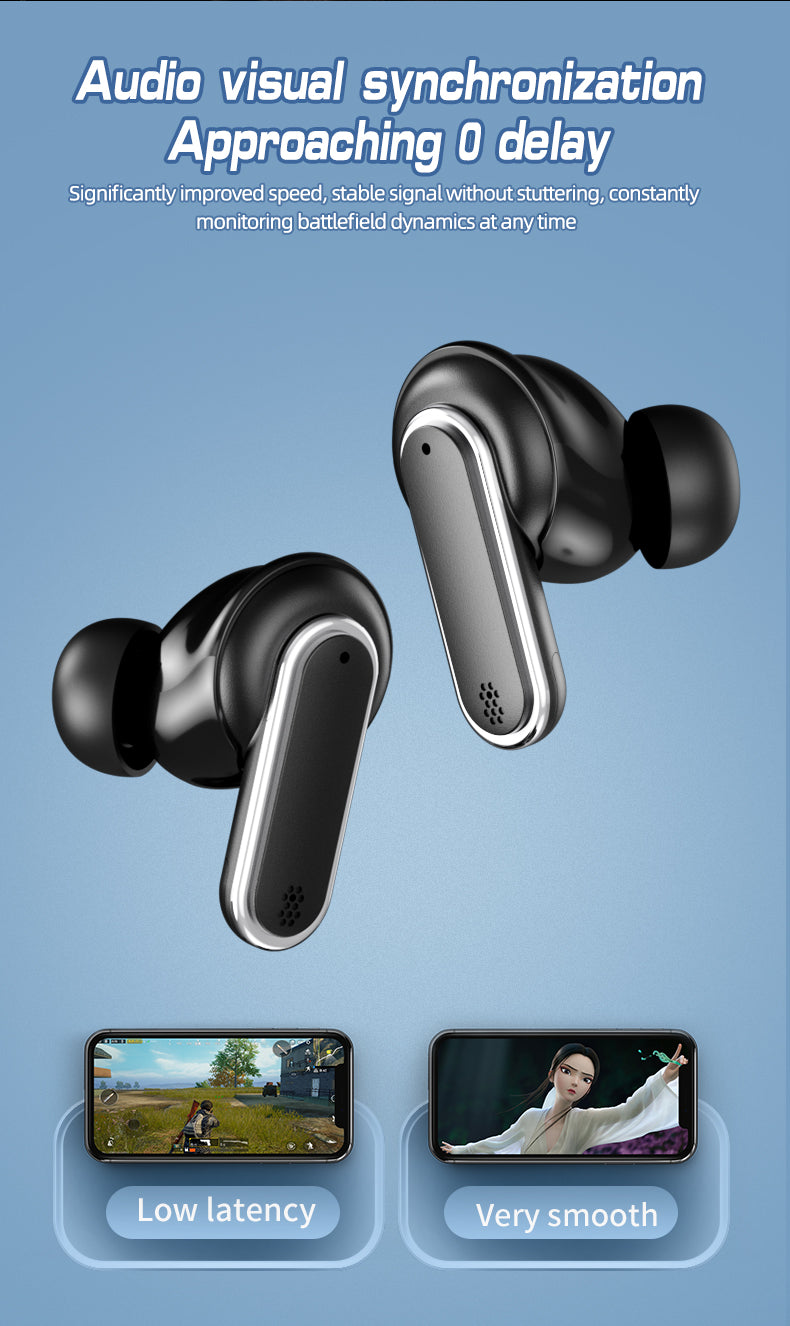 HDEB-TWS002 ANC Noise Cancelling Earbuds with Full-Color LED Display HD In-Ear Headphones with Touchscreen Controls Waterproof Design earbuds