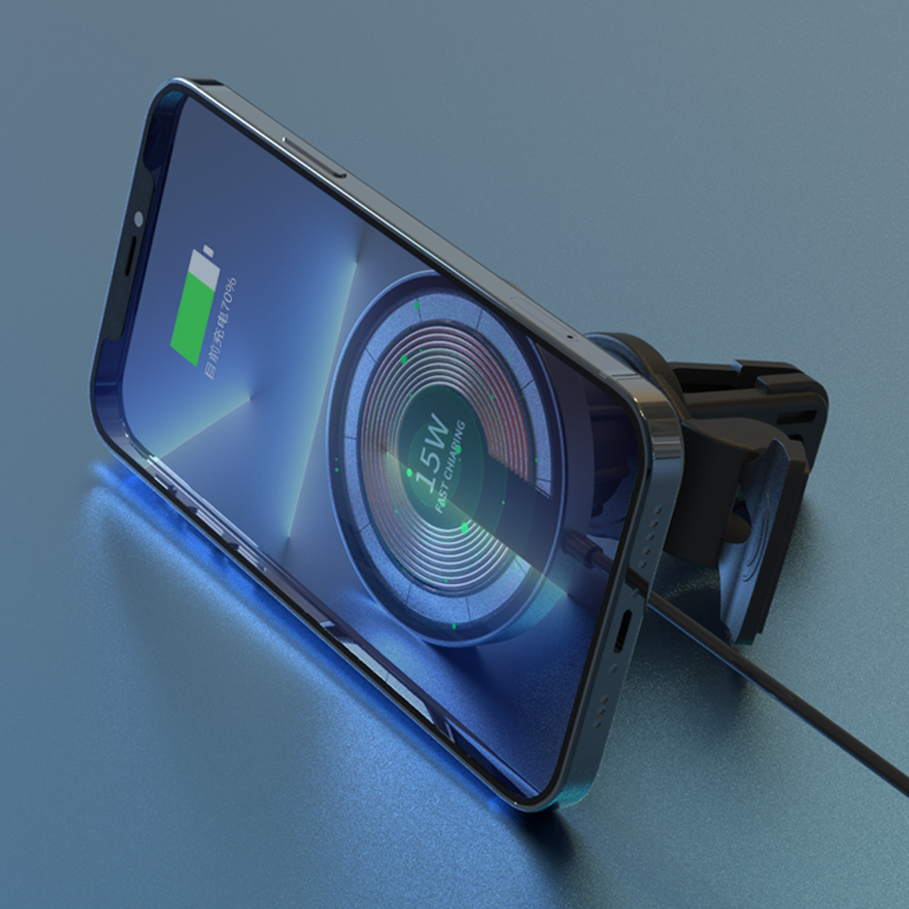 WLC-C025-HY 2-in-1 15W Fast Wireless Magnetic Car Charger