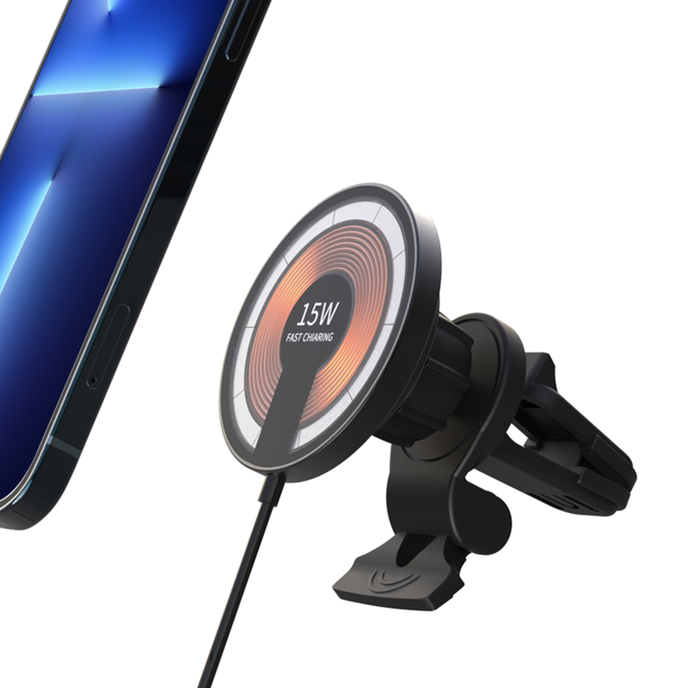 WLC-C025-HY 2-in-1 15W Fast Wireless Magnetic Car Charger