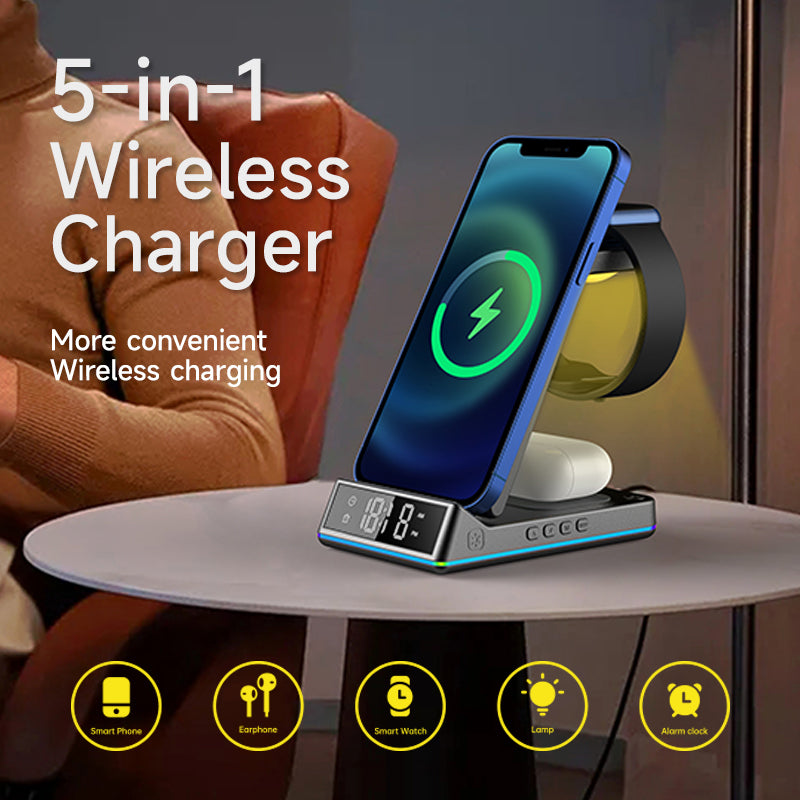 WLC-M001-XS 6-in-1 Wireless Charging Stand With Lighting Cable and USB/A Output