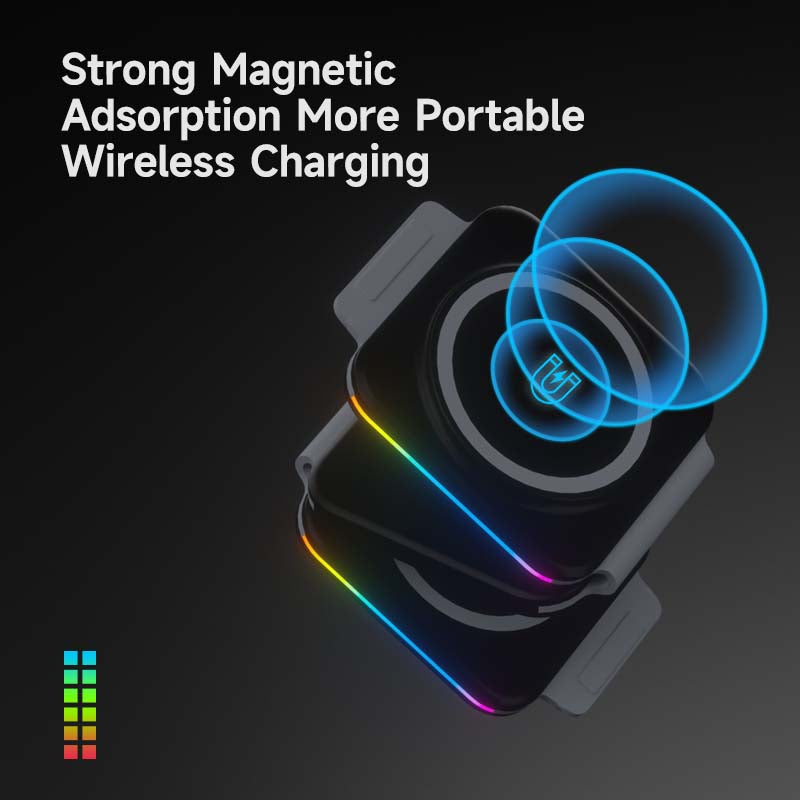 WLC-M003-AD 3-in-1 Portable Ultra-thin Magnetic Foldable Fast Wireless Charger Pad