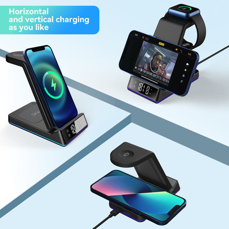 WLC-M001-XS 6-in-1 Wireless Charging Stand With Lighting Cable and USB/A Output