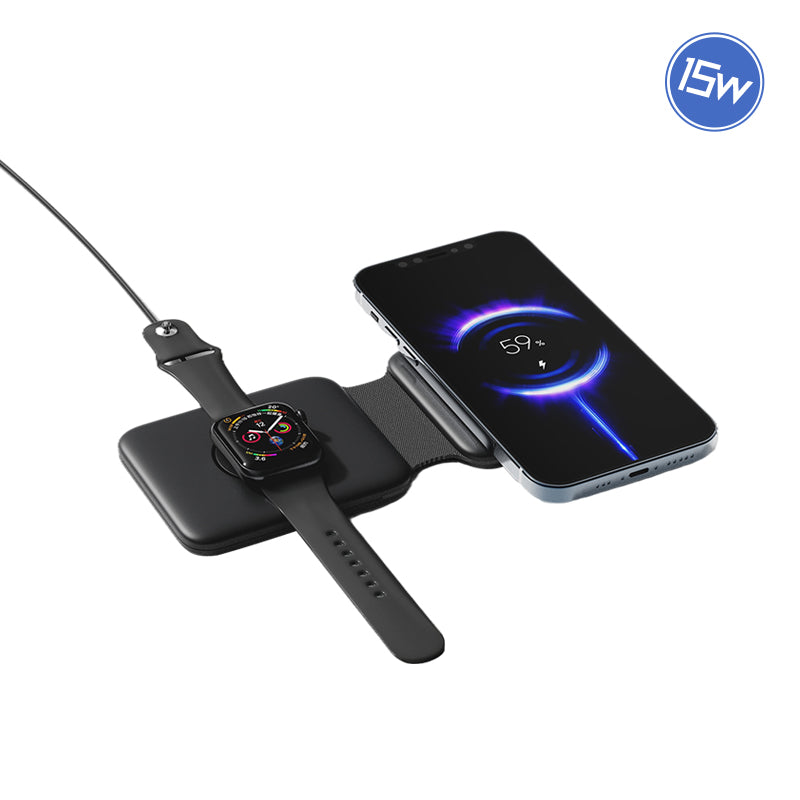 WLC-M008-AD 3-in-1 Portable Ultra-thin Magnetic Foldable Fast Wireless Charger Pad