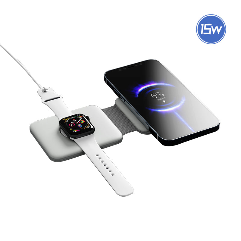 WLC-M008-AD 3-in-1 Portable Ultra-thin Magnetic Foldable Fast Wireless Charger Pad