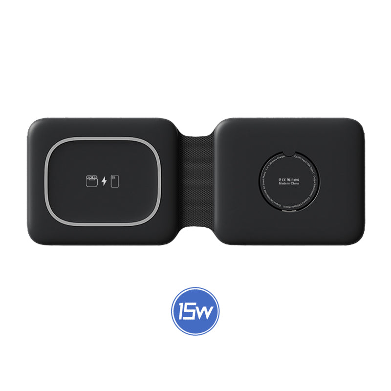 WLC-M008-AD 3-in-1 Portable Ultra-thin Magnetic Foldable Fast Wireless Charger Pad