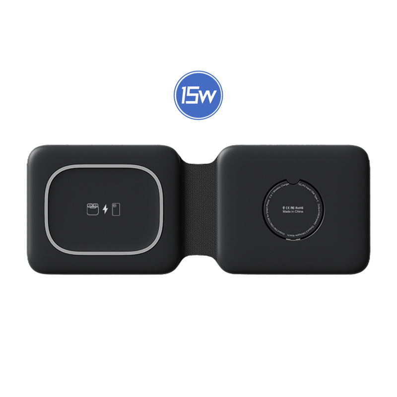 WLC-M008-AD 3-in-1 Portable Ultra-thin Magnetic Foldable Fast Wireless Charger Pad