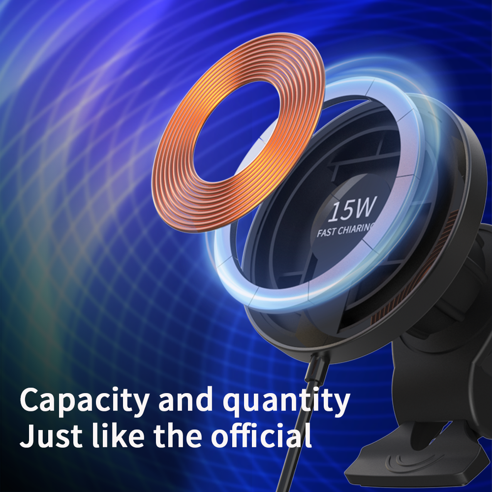 WLC-C025-HY 2-in-1 15W Fast Wireless Magnetic Car Charger