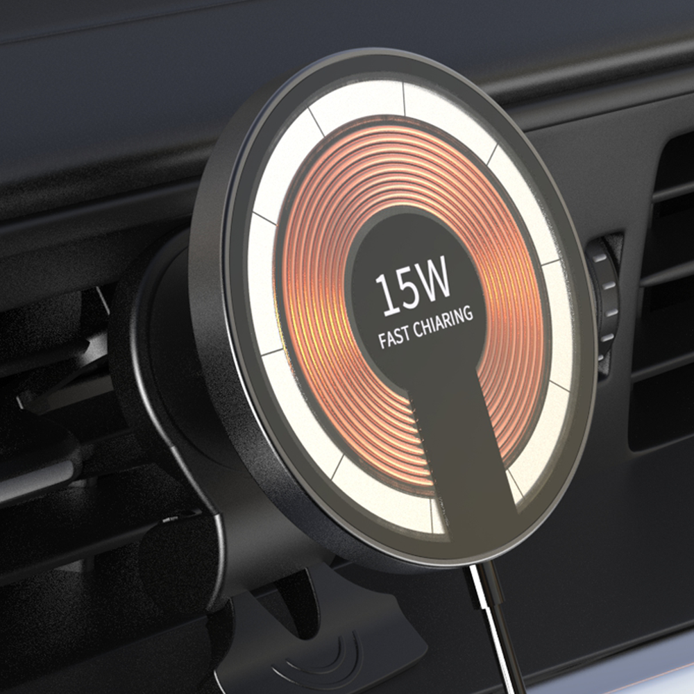 WLC-C025-HY 2-in-1 15W Fast Wireless Magnetic Car Charger