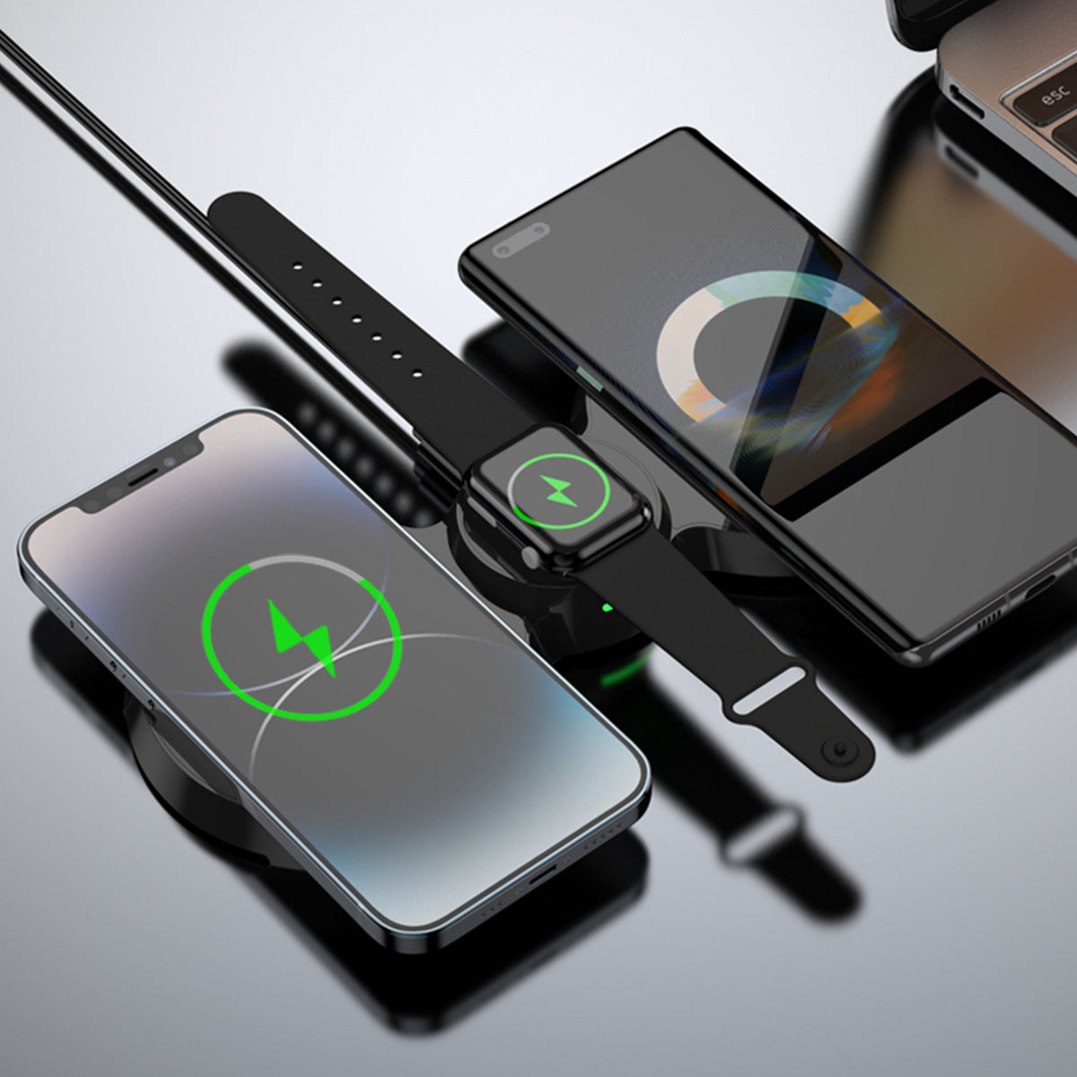 WLC-M002-HY 3-in-1 Unique Ultra-thin Magnetic Wireless Charger Tray