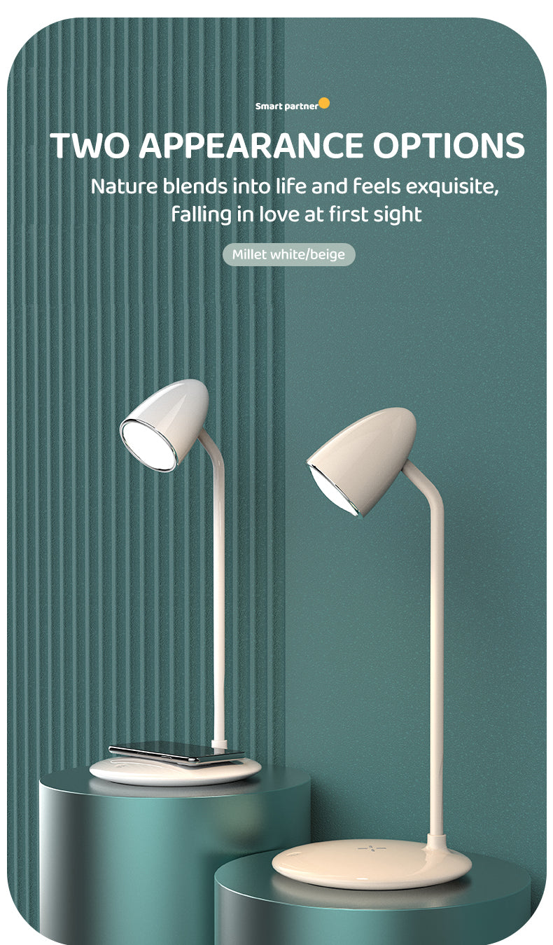 WLC-SL036-SM 2-in-1 Wireless Charging Station with LED Study Lamp