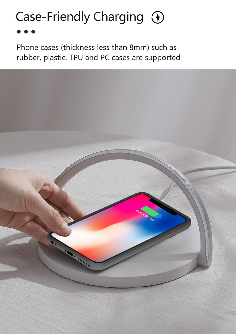 WLC-L037-SM 2-in-1 Wireless Charging Station with LED Lamp