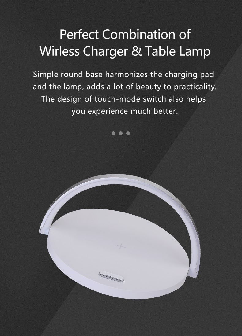 WLC-L037-SM 2-in-1 Wireless Charging Station with LED Lamp
