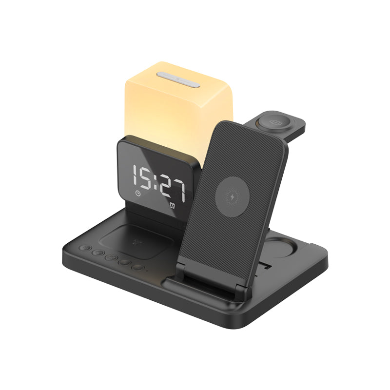 WLC-L018-AD 5-in-1 Wireless Charging Station with Night Light & Alarm Clock