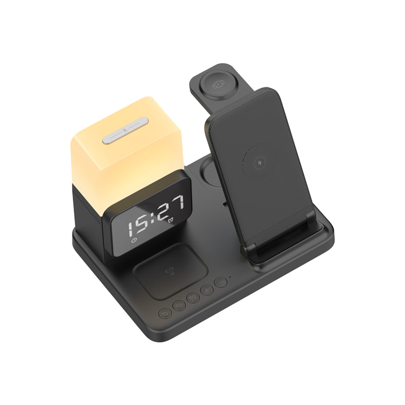 WLC-L018-AD 5-in-1 Wireless Charging Station with Night Light & Alarm Clock
