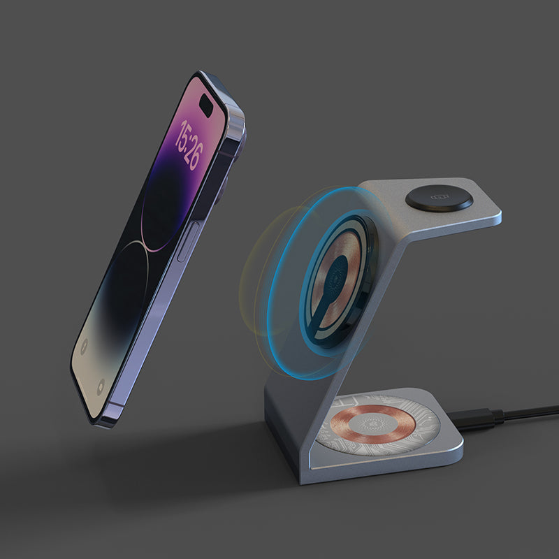 WLC-M016-HY 6-in-1 Magnetic Fast Wireless Charger Station With Alarm Clock
