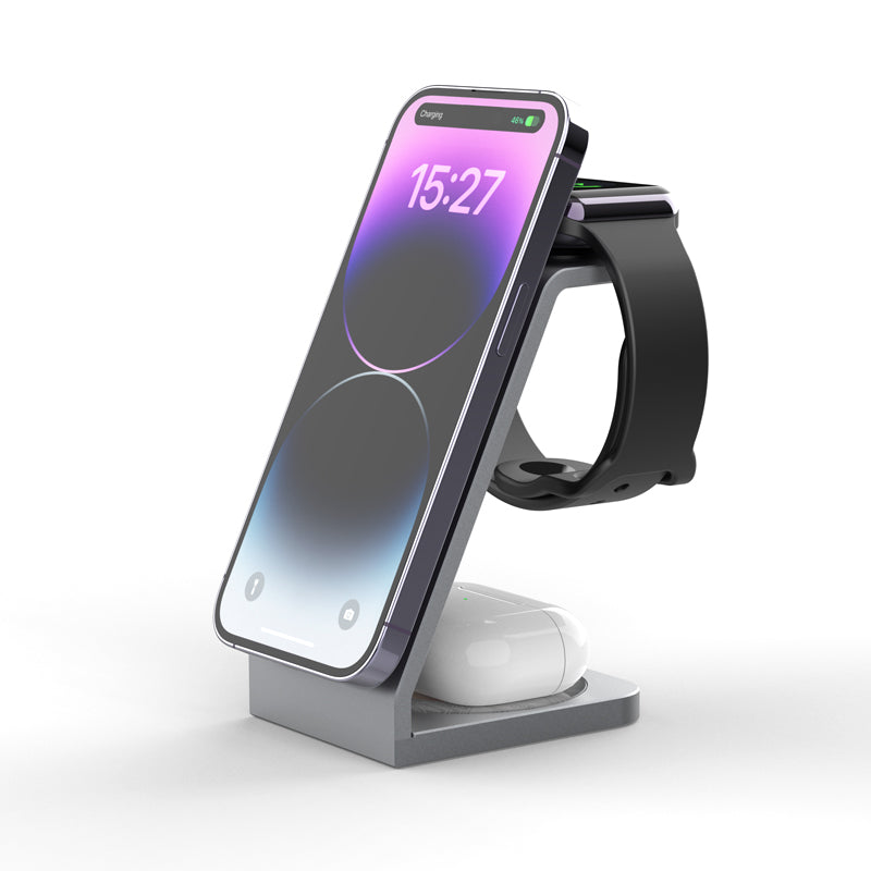 WLC-M016-HY 6-in-1 Magnetic Fast Wireless Charger Station With Alarm Clock