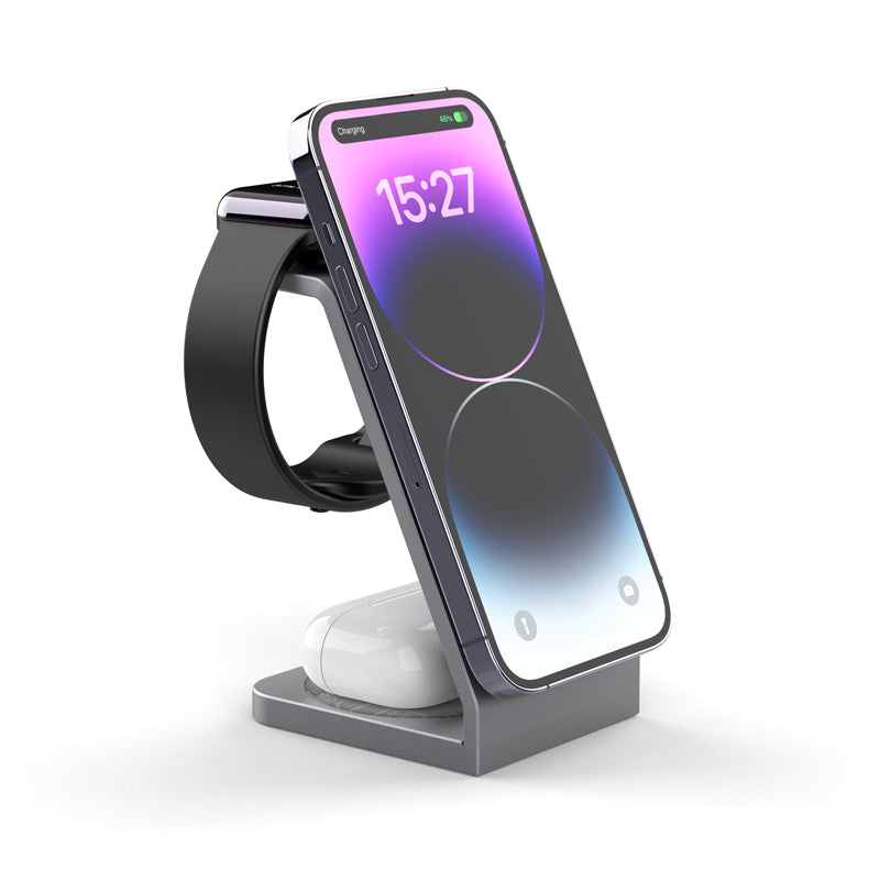 WLC-M016-HY 6-in-1 Magnetic Fast Wireless Charger Station With Alarm Clock