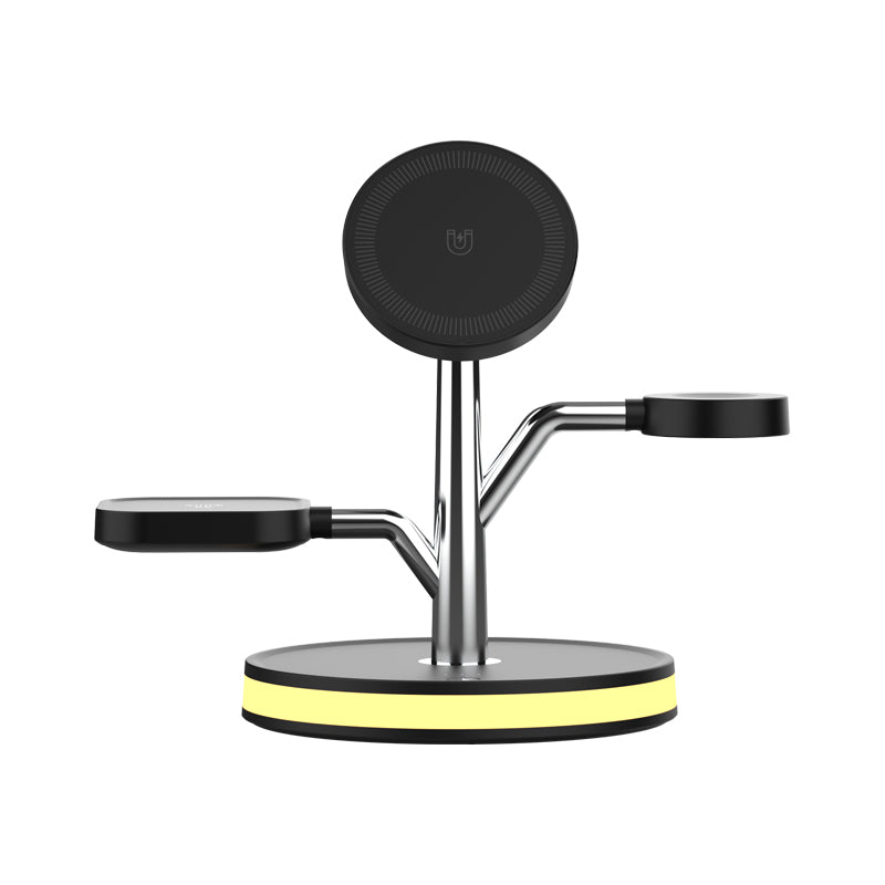 WLC-M004-AD 3-in-1 Magnetic Fast Wireless Charger Stand With Night Light