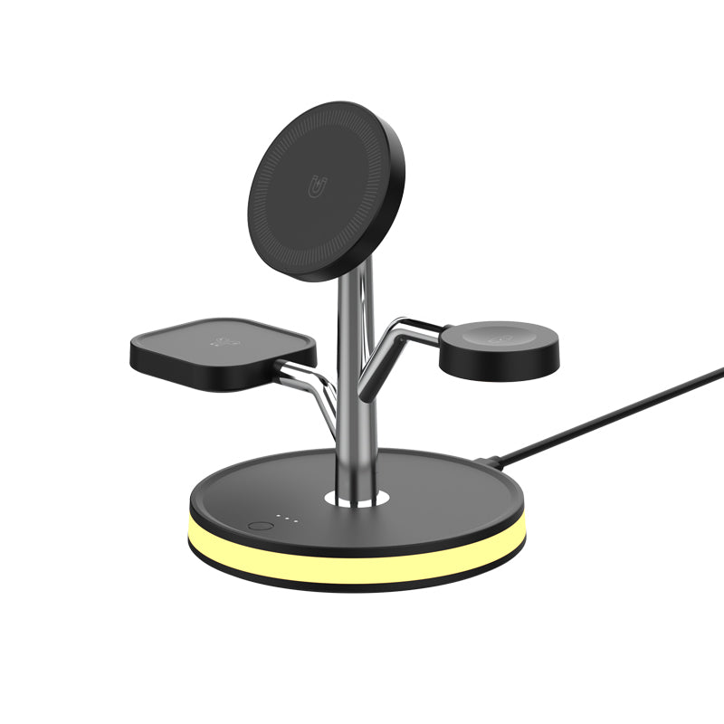 WLC-M004-AD 3-in-1 Magnetic Fast Wireless Charger Stand With Night Light