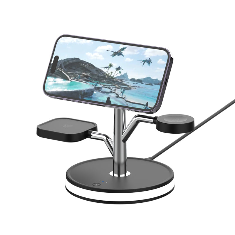 WLC-M004-AD 3-in-1 Magnetic Fast Wireless Charger Stand With Night Light