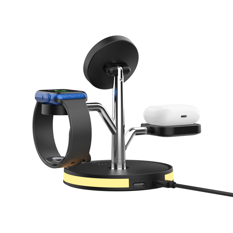 WLC-M004-AD 3-in-1 Magnetic Fast Wireless Charger Stand With Night Light