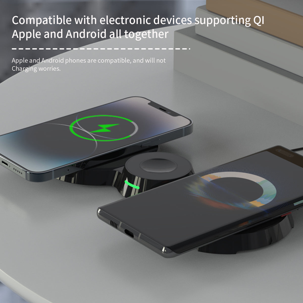WLC-M002-HY 3-in-1 Unique Ultra-thin Magnetic Wireless Charger Tray