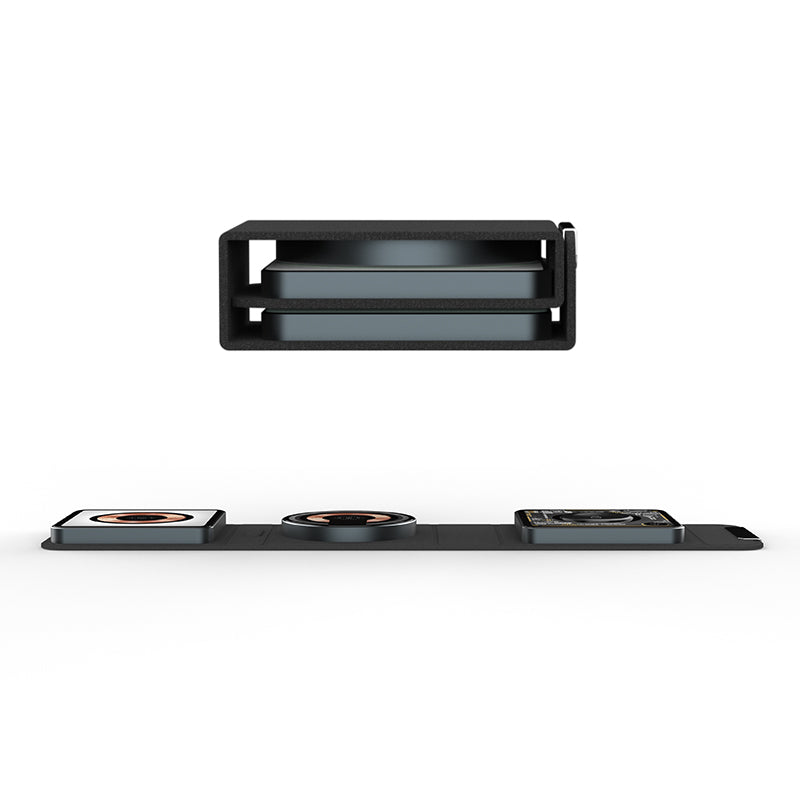 WLC-M006-AD 3-in-1 Unique Portable Ultra-thin Magnetic Foldable Fast Wireless Charger Tray