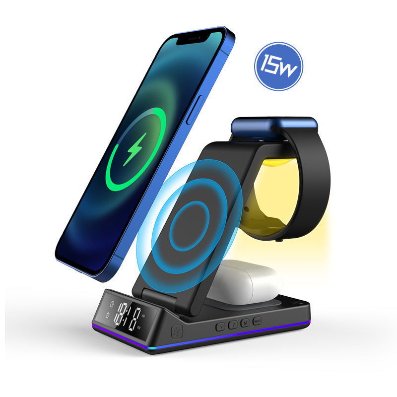 WLC-M001-XS 6-in-1 Wireless Charging Stand With Lighting Cable and USB/A Output
