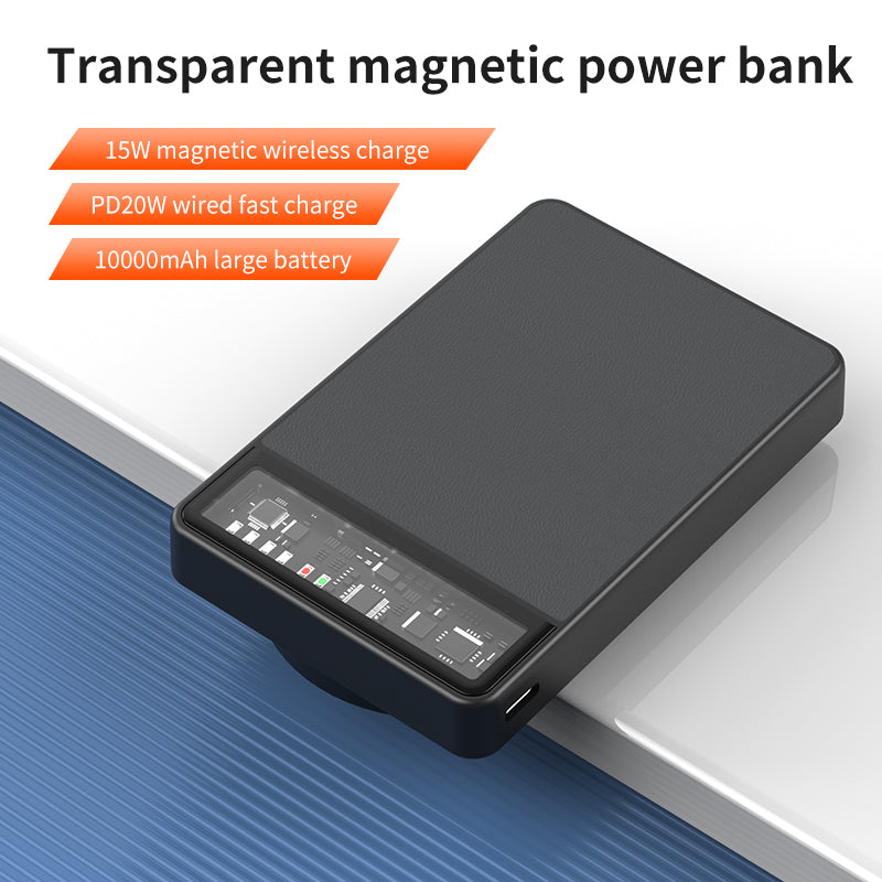 WLC-P032/P-KH PU Leather Portable Magnetic Fast Wireless Power Bank