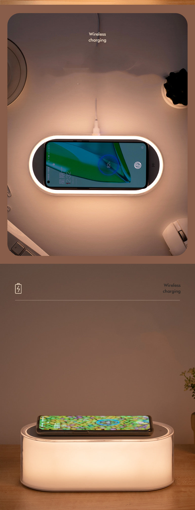 WLC-L061-SM wireless charger + RGB table lamp