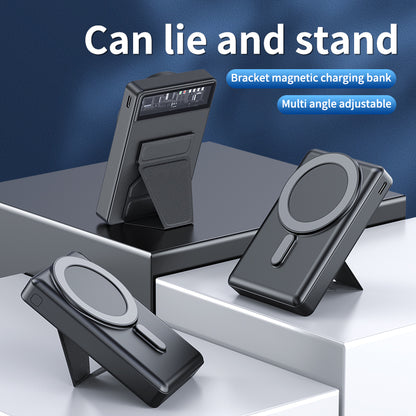 WLC-P031-KH PU Leather Portable Magnetic Fast Wireless Power Bank With Stand