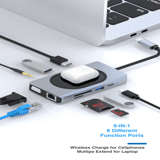 WLC-D022-LC 9-in-1 high-speed pass-through charging with Power Delivery USB-C Hub