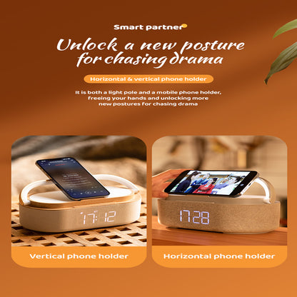 WLC-SL056-SM Bluetooth Speaker + FM + wireless charger + night lights + alarm clock
