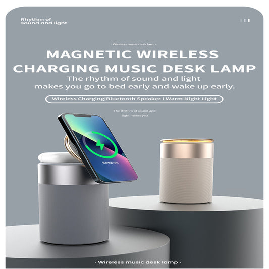 WLC-SL048-SM Magnetic wireless charge + Bluetooth speaker + Mood lights