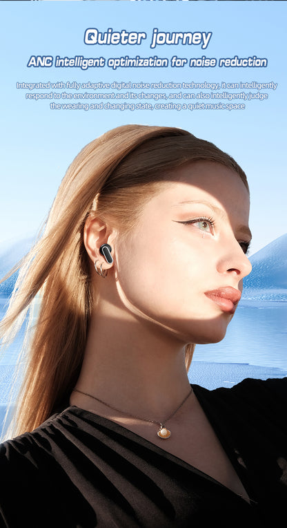 HDEB-TWS002 ANC Noise Cancelling Earbuds with Full-Color LED Display HD In-Ear Headphones with Touchscreen Controls Waterproof Design earbuds