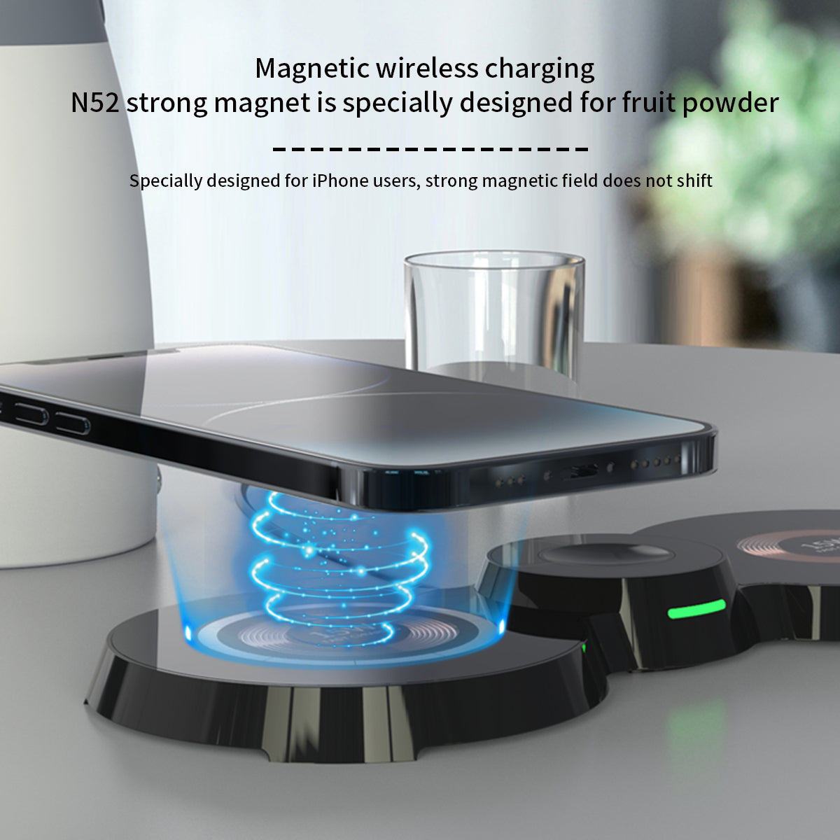 WLC-M002-HY 3-in-1 Unique Ultra-thin Magnetic Wireless Charger Tray