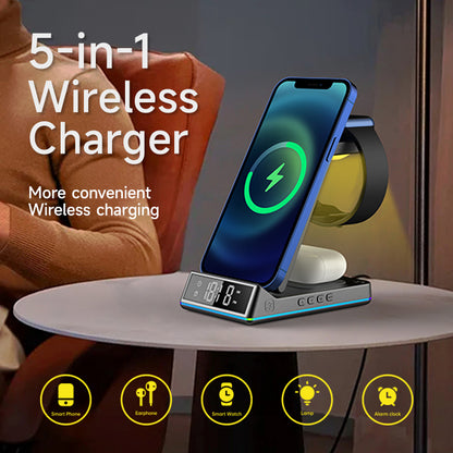 WLC-M001-XS 6-in-1 Wireless Charging Stand With Lighting Cable and USB/A Output