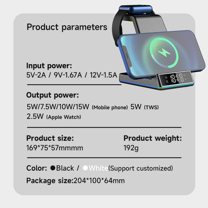 WLC-M001-XS 6-in-1 Wireless Charging Stand With Lighting Cable and USB/A Output