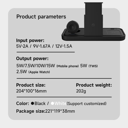 WLC-L020-AD 4-in-1 Foldable Wireless Charging Stand with LED Light & USB-A Fan