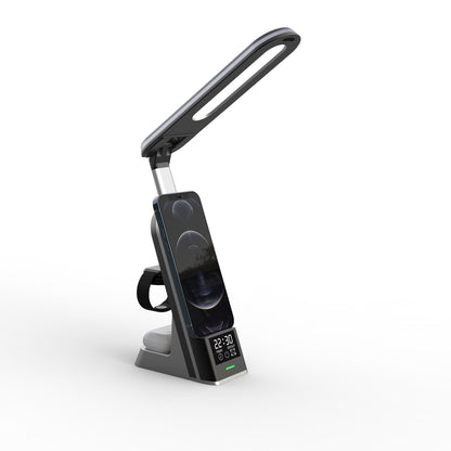 WLC-L015-HY 7-in-1 Wireless Charging Station with Desk Lamp & Alarm Clock