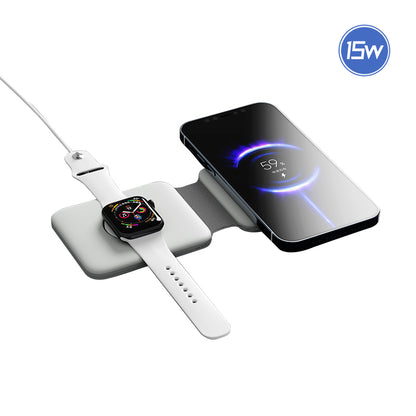 WLC-M008-AD 3-in-1 Portable Ultra-thin Magnetic Foldable Fast Wireless Charger Pad