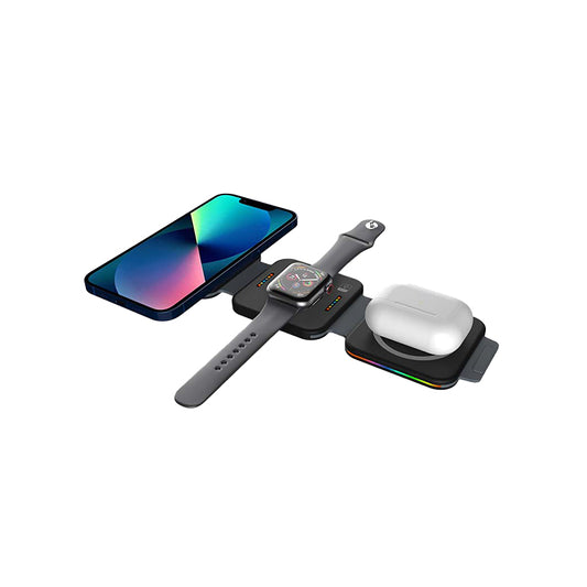 WLC-M003-AD 3-in-1 Portable Ultra-thin Magnetic Foldable Fast Wireless Charger Pad
